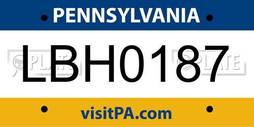 LBH0187 Pennsylvania License Plate