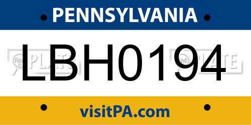 LBH0194 Pennsylvania License Plate