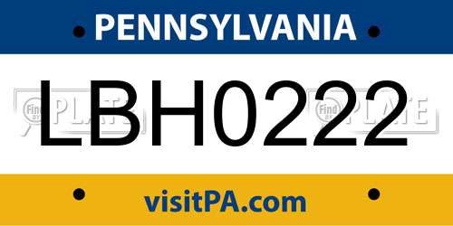 LBH0222 Pennsylvania License Plate
