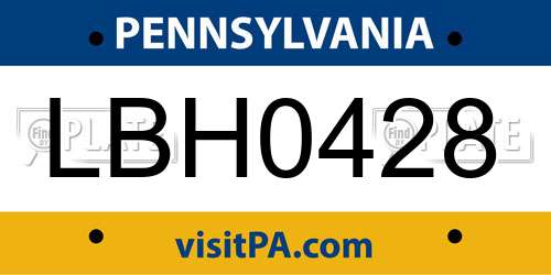 LBH0428 Pennsylvania License Plate