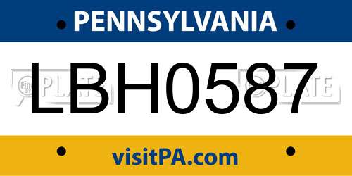 LBH0587 Pennsylvania License Plate