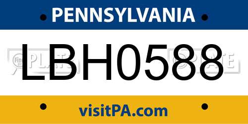 LBH0588 Pennsylvania License Plate