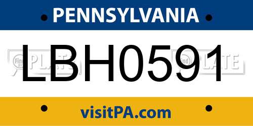 LBH0591 Pennsylvania License Plate