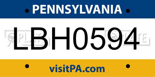 LBH0594 Pennsylvania License Plate