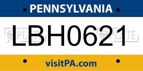 LBH0621 Pennsylvania License Plate