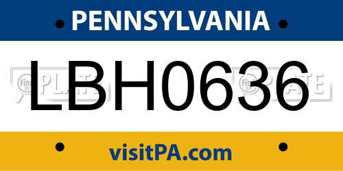 LBH0636 Pennsylvania License Plate