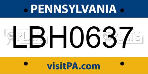 LBH0637 Pennsylvania License Plate