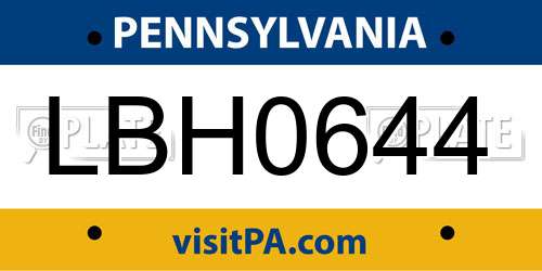 LBH0644 Pennsylvania License Plate