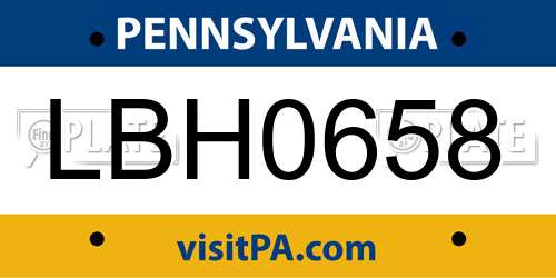 LBH0658 Pennsylvania License Plate