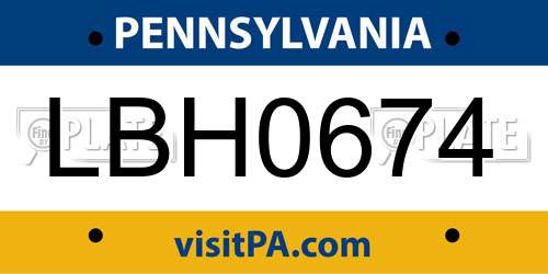 LBH0674 Pennsylvania License Plate