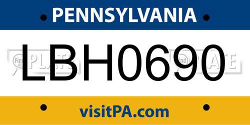 LBH0690 Pennsylvania License Plate