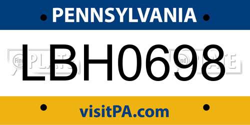 LBH0698 Pennsylvania License Plate