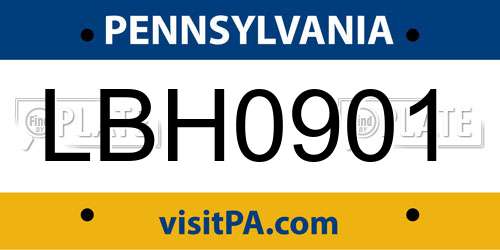 LBH0901 Pennsylvania License Plate