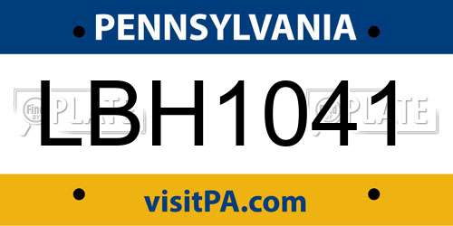 LBH1041 Pennsylvania License Plate