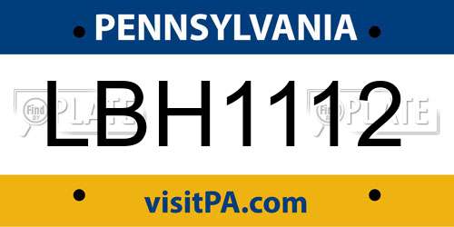 LBH1112 Pennsylvania License Plate