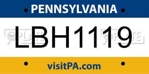 LBH1119 Pennsylvania License Plate