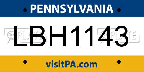 LBH1143 Pennsylvania License Plate
