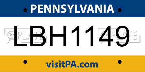LBH1149 Pennsylvania License Plate