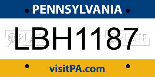LBH1187 Pennsylvania License Plate