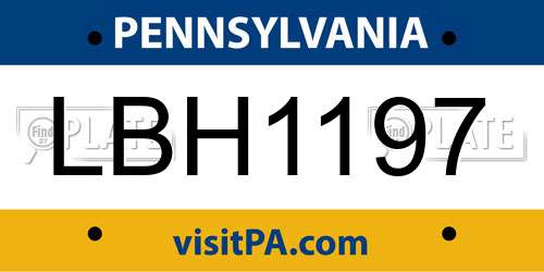 LBH1197 Pennsylvania License Plate