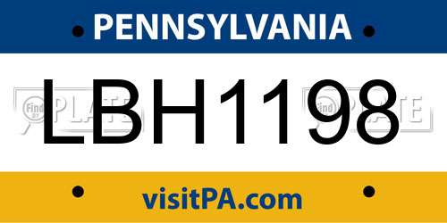 LBH1198 Pennsylvania License Plate