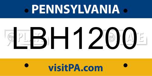 LBH1200 Pennsylvania License Plate