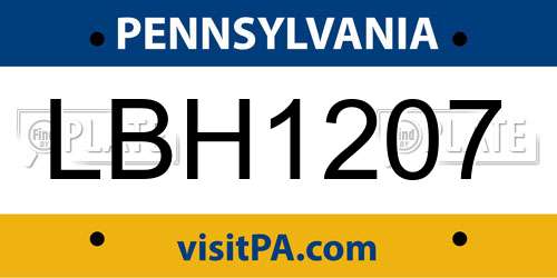 LBH1207 Pennsylvania License Plate