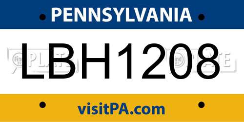 LBH1208 Pennsylvania License Plate