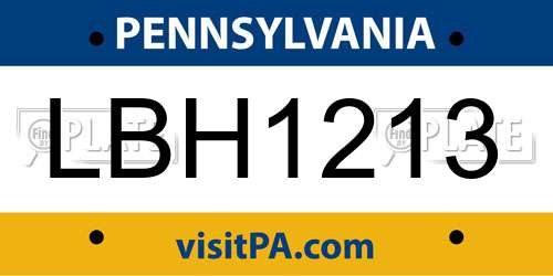 LBH1213 Pennsylvania License Plate