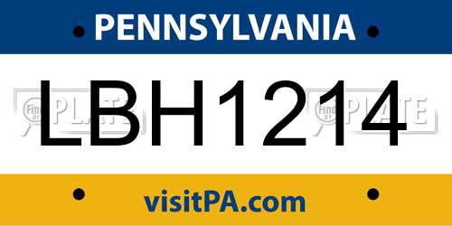 LBH1214 Pennsylvania License Plate