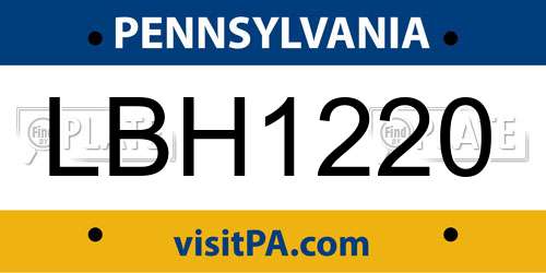 LBH1220 Pennsylvania License Plate