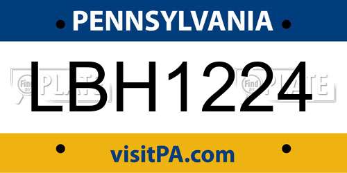 LBH1224 Pennsylvania License Plate
