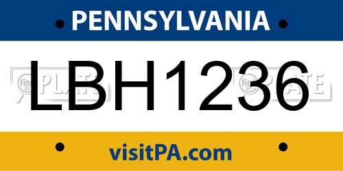 LBH1236 Pennsylvania License Plate