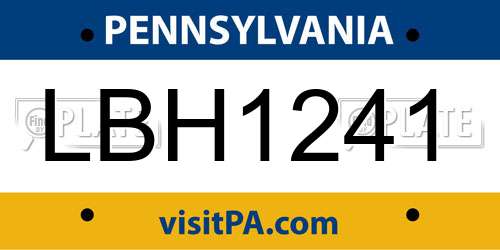 LBH1241 Pennsylvania License Plate