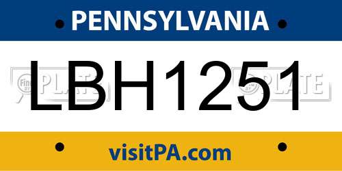LBH1251 Pennsylvania License Plate