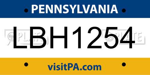 LBH1254 Pennsylvania License Plate