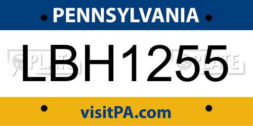 LBH1255 Pennsylvania License Plate