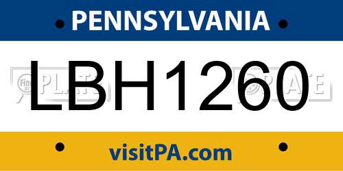 LBH1260 Pennsylvania License Plate