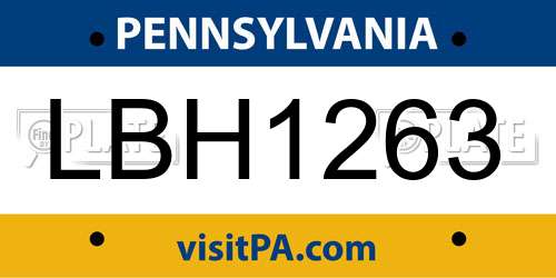 LBH1263 Pennsylvania License Plate