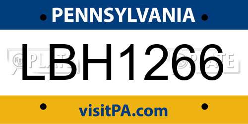LBH1266 Pennsylvania License Plate