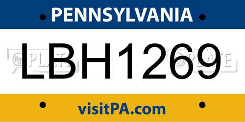 LBH1269 Pennsylvania License Plate