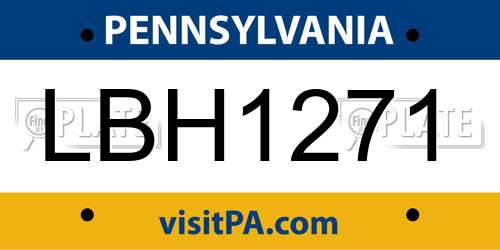 LBH1271 Pennsylvania License Plate