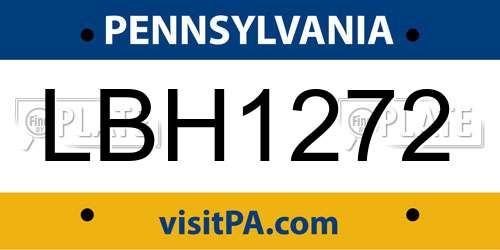 LBH1272 Pennsylvania License Plate