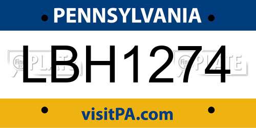 LBH1274 Pennsylvania License Plate