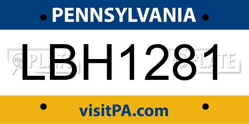 LBH1281 Pennsylvania License Plate