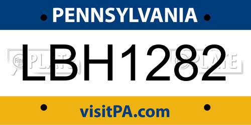 LBH1282 Pennsylvania License Plate