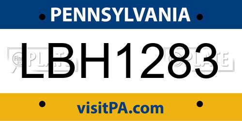 LBH1283 Pennsylvania License Plate