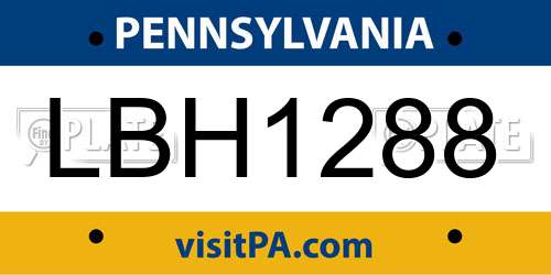 LBH1288 Pennsylvania License Plate
