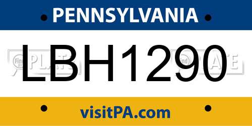 LBH1290 Pennsylvania License Plate