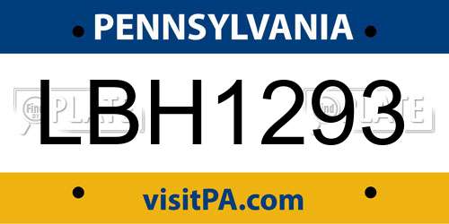 LBH1293 Pennsylvania License Plate